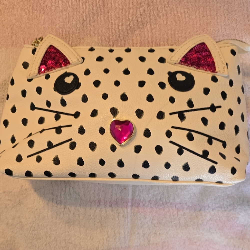 Betsey Johnson White and Black Polka Dot Clutch